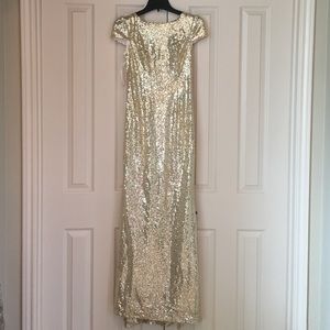 COPY - Gold sequin long dress with cowl back